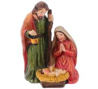 Angoily Figura Sagrada Familia de Resina Pequeña Adorno Navideño del Nacimiento de Jesús para Decoración de Escritorio y Hogar Escena Artesanal Jesús Virgen María y San José