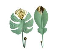 Angoily Ganchos para Colgar de Pared 2 Piezas Mini Hoja Verde Estilo Hawaiano Gancho de Hierro Sencillo para Ropa Sombreros y Decoración del Hogar Almacenamiento Práctico y Decorativo