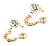 Angoily Gemelos Dorados de Cristal para Camisa de Hombre, 1 Par, Accesorios Masculinos para Negocios y Fiestas, Tachuelas para Puños Redondas Acabado Chapado en Oro, Uso Formal y Eventos