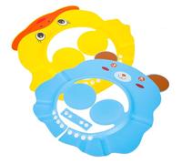 Angoily Gorro de Ducha Ajustable para Ñiño Protección Auditiva, 2 Unidades (amarillo Pato Azul Oso), Gorro de Champú Infantil para Baño y Lavado de Cabello, Diseño de Dibujos Animados
