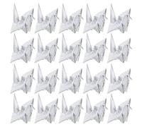 Angoily Grullas de Papel Origami Pre-dobladas Plateadas Efecto Perlado, Tamaño 10 Cm, Pack de 50 Unidades para Decoración de Fiestas, Bodas, Bautizos y Manualidades DIY