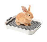 Angoily Inodoro de Plástico para Mascotas Blanco Diseño Antideslizante y Fondo Plano Rectangular, Caja de Arena para Jaula de Conejos y Cobayas Pequeña
