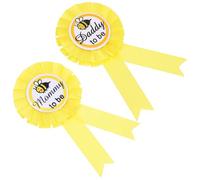 Angoily Insignias para Fiesta Revelación de Género, 2 Piezas Alfileres para Nuevos Papás y Mamás, Accesorios de Celebración en Color Amarillo para Shower, Decoración para Ropa