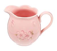 Angoily Jarra de Cerámica con Mango Estilo Vintage de Café Jarra de Leche para Servir para Café Té Leche Mermelada Salsas Rosa