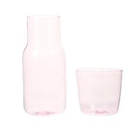 Angoily Jarra de Cristal de Borosilicato Rosa 12 L Vaso Juego para Mesa de Noche Jarra Resistente al Calor y Frío para Hogar y Oficina
