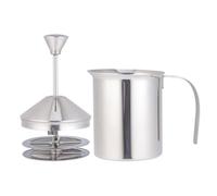 Angoily Jarra Espumadora de Leche Acero Inoxidable con Filtro Doble Manual para Café y Capuchino Batidor Versátil para Leche Entera y Desnatada Uso Hogar y Cafeterías