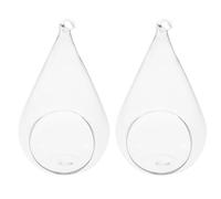 Angoily Jarrón Colgante de Cristal Transparente 2 Piezas Florero Decorativo de Vidrio 9X12 CM para Flores y Plantas Adorno para Hogar Oficina Sala y Cafetería