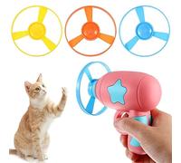Angoily Juego de 1 Lanzador de Discos Voladores para Gatos, Juguete Interactivo de Entrenamiento para Gatos y Perros, Multicolor, 3 PCS