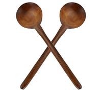 Angoily Juego de 2 Cucharas de Madera para Cocinar Mango Largo Tamaño Pequeño Utensilios Antiadherentes para Sopa Ramen y Pasta Resistentes y Ligeras para Uso en Cocina Diaria