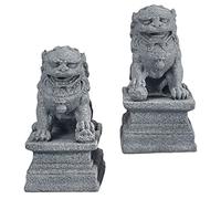 Angoily Juego de 2 esculturas de león de piedra china para jardín o casa