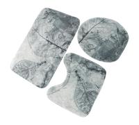 Angoily Juego de 3 Alfombras para Baño Diseño de Hojas Antideslizantes de Poliéster Gris Tapete Absorbente y Funda para Tapa de Inodoro Adecuado para Decoración y Uso Baño o Aseo