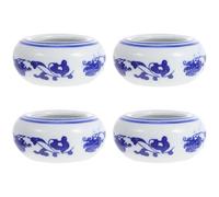 Angoily Juego de 4 Tinteros de Porcelana Azul para Lavar Pinceles, Accesorios Prácticos para Caligrafía China y Dibujo, Tamaño Grande y Diseño Fácil de Limpiar