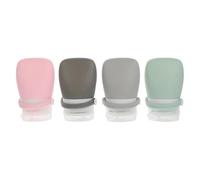Angoily Juego de 5 Botellas de Viaje de Silicona 30Ml Set de Botellas Rellenables para Loción y Champú Colores Pastel con Bolsa EVA Frascos Portátiles para Viajes y Actividades al Aire