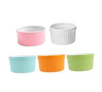 Angoily Juego de 5 Ramequines Pequeños de Cerámica de 35 Pulgadas Tazones para Hornear de Cocina Colores Surtidos Ideales para Postres y Pudines Caseros
