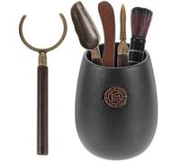 Angoily Juego de Accesorios Ceremonia del Té Gongfu, Set de Cerámica Negra, Práctico y Conveniente para Aficionados del Té y Maestros Profesionales