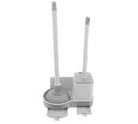 Angoily Juego de Cepillo y Desatascador para Inodoro Montado en Pared Limpieza Precisa de Ranuras Diseño Compacto Blanco y Gris Accesorios Esenciales para Baño y Apartamento