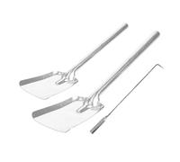 Angoily Juego de Herramientas para Chimenea de Interior 3 Piezas Acero Resistente Pala Grande y Pequeña Gancho para Leña y Cenizas Ligeras y Ergonómicas para Hogar y Jardín