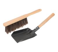 Angoily Juego de Limpieza para Chimenea Escoba y Pala de Hierro, Mango de Madera, Accesorios para Estufas y Chimeneas, Kit Compacto para Limpiar Polvo y Cenizas Hogar