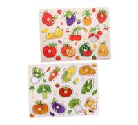 Angoily Juego de mesa de rompecabezas de madera para niños pequeños, rompecabezas de asignación de frutas y verduras, juguete educativo Montessori, juguete sensorial de madera para niños
