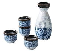 Angoily Juego de Sake Japonés de Cerámica de 5 Piezas Juego de Servicio de Sake Tazas de Sake Set 180Ml 20Ml
