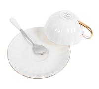 Angoily Juego de Taza de Porcelana Ósea Blanca Borde Dorado, Capacidad 220 Ml, Platillo Ajustado, Adecuado para Café y Té en Hogar, Restaurante y Oficina, Set Elegante sin Cuchara, Taza