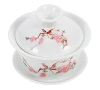 Angoily Juego de Té Kung Fu de Cerámica de 3.2 Pulgadas Taza Pequeña con Tapa Antigoteo Tazón de Té Chino para Infusión en Casa y Oficina Vajilla Tradicional para Amantes