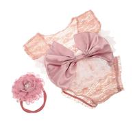Angoily Kit De Fotografía para Niña Conjunto De Vestido De Encaje con Lazo Adornado y Diadema Ropa para Sesión De Fotos De Recién Nacida