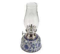 Angoily Lámpara de Aceite de Mantequilla de Cerámica Azul y Pequeña Lámpara Rústica de Porcelana Globo de Vidrio Farol de Queroseno Retro para Camping Salón de Té y Decoración