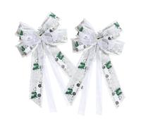 Angoily Lazos Navideños Grandes para Punta del Árbol de Navidad 2 Piezas de Cinta Textil Reutilizable Adornos Decorativos para Fiestas y Manualidades DIY