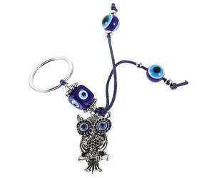 Angoily Llavero Búho de Aleación Cuentas de Ojo Azul de 12 Mm, Colgante para Bolso de Mujer, Amuleto Protector para Coche, Accesorio de Cadena Artesanal, 1 Pieza
