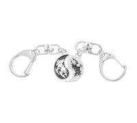 Angoily Llavero de Metal Vintage Yin Yang Colgante de Cabeza de Canino Blanco y Negro, 1 Par para Mujer y Hombre, Accesorio Decorativo para Bolso y Mochila