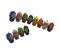 Angoily Llavero de Muñeca Matrioska de Madera Pintada Mini Colgante Colorido 12 Piezas Estilo Aleatorio Decoración para Bolso y Obsequio Navideño Accesorio Original para Llaves