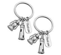 Angoily Llavero Decorativo de Metal en Forma de Lámpara de Queroseno y Faro, 2 Piezas, Color Plata, Adecuado para Llaves de Coche y Casa, Obsequio para Profesores y Colegas