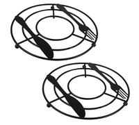 Angoily Manteles Individuales Paquete de 2 Piezas Resistentes al Calor de Hierro Diseño Hueco Retro, Doble Uso Color Café Varios Estilos para Cocina y Comedor Varios Estilos