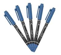 Angoily Marcadores para Tatuajes 5 Piezas Azul Rotulador Aceite Resistente al Agua Punta Fina 06Mm y Gruesa 12Mm Bolígrafo Posicionador de Cejas para Maquillaje y Mapeo Corporal