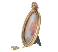 Angoily Marco de Fotos Ovalado Retro de Resina, Marco Decorativo Europeo para Exhibición de Fotos Familiares, Portafotos Creativo para Pared y Mesa en Hogar, Sala o Comedor