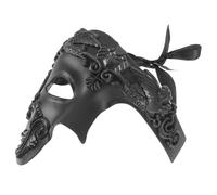 Angoily Máscara de Soldado Clásico Vintage para Fiesta de Halloween y Mascarada, Material Plástico Negro, Cómoda Buen Tacto para Hombres