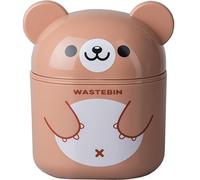 Angoily Mini Bote de Basura de Plástico para Escritorio, Papelera Kawaii Pequeña Marrón con Tapa Abatible, Adecuado para Oficina, Dormitorio y Cocina, Bote de Basura de Mesa Compacto