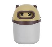 Angoily Mini Papelera de Escritorio con Tapa Abatible, Pequeño Bote de Basura de Plástico Resistente, Diseño Oso Amarillo Kawaii para Dormitorio, Oficina y Coche, Adecuado para Espacios