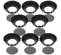 Angoily Molde para Hornear Mini Tartaletas 3 Pulgadas Negro con Fondo Desmontable 8 Piezas de Acero al Carbono Resistente al Calor Antiadherente Adecuado para Pasteles Cupcakes y