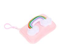 Angoily Monedero Pequeño para Niñas Llavero, Cartera de Felpa en Color Rosa, Diseño Cuadrado y Colorido Arcoíris, Bolso Mini para Escuela y Colgante Decorativo