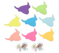 Angoily Notas Adhesivas Pequeñas Diseño de Vaca Pack de 8 Libretas y 24 Clips Metálicos para Papelería Accesorio Divertido para Oficina y Uso Escolar Organizador Práctico para