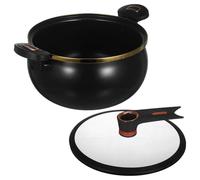 Angoily Olla de Cerámica Esmaltada Micro-presión 8l Negra con Tapa para Sopa, Guisos y Pasta, Olla Grande para Cocina Doméstica y Conservación de Nutrientes