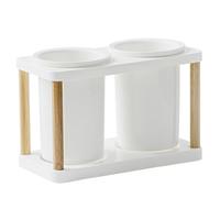 Angoily Organizador de Cubiertos de Cerámica para Cocina Escurridor para Chinos y Soporte Ventilado de y Madera Bote para Guardar Domésticos