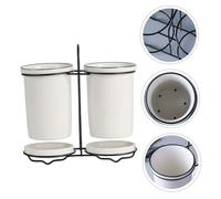 Angoily Organizador de Utensilios Cerámico con Soporte para Cubiertos y Palillos Diseño Escurridor con Drenaje Resistente y Práctico para Cocina Doméstica