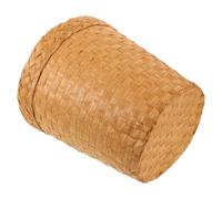 Angoily Papelera de Oficina Tejida Cesta Versátil de Almacenamiento Cubo de Basura Ecológico de Tamaño Mediano Color Madera Natural Adecuado para Escritorio y Hogar
