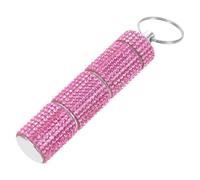 Angoily Pastillero Portátil Metálico con 3 Compartimentos y Gemas de Imitación, Llavero Organizador de Pastillas para Viaje, Bolso y Uso Diario, Resistente Humedad, Color Rosa