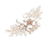 Angoily Peineta Lateral Decorativa para Novia Flores y Gemas de Imitación, Accesorio para Cabello de Boda, Diseño de Aleación, Adecuado para Fiestas y Eventos Obsequios