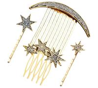 Angoily Peinetas Laterales Vintage Cabello Set de 4 Piezas Horquillas de Estrella y Luna Cristales Accesorios Delicados para Novia y Uso Diario