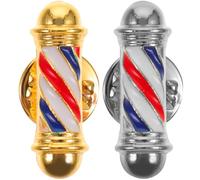 Angoily Pin de Solapa de Barbería en Aleación Acabado Pulido Fino, Diseño Creativo de Poste de Barbero para Festival, Cómodo y Único, Pack de 2 Piezas